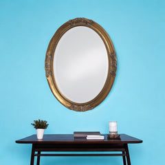 33" Gold Oval Framed Accent Mirror