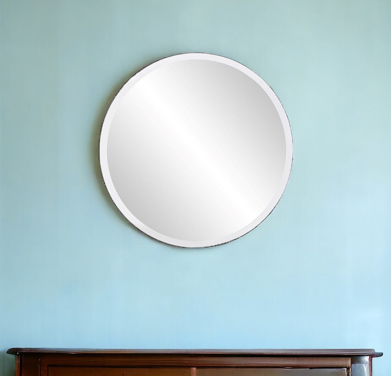 28" Gray Round Unframed Accent Mirror