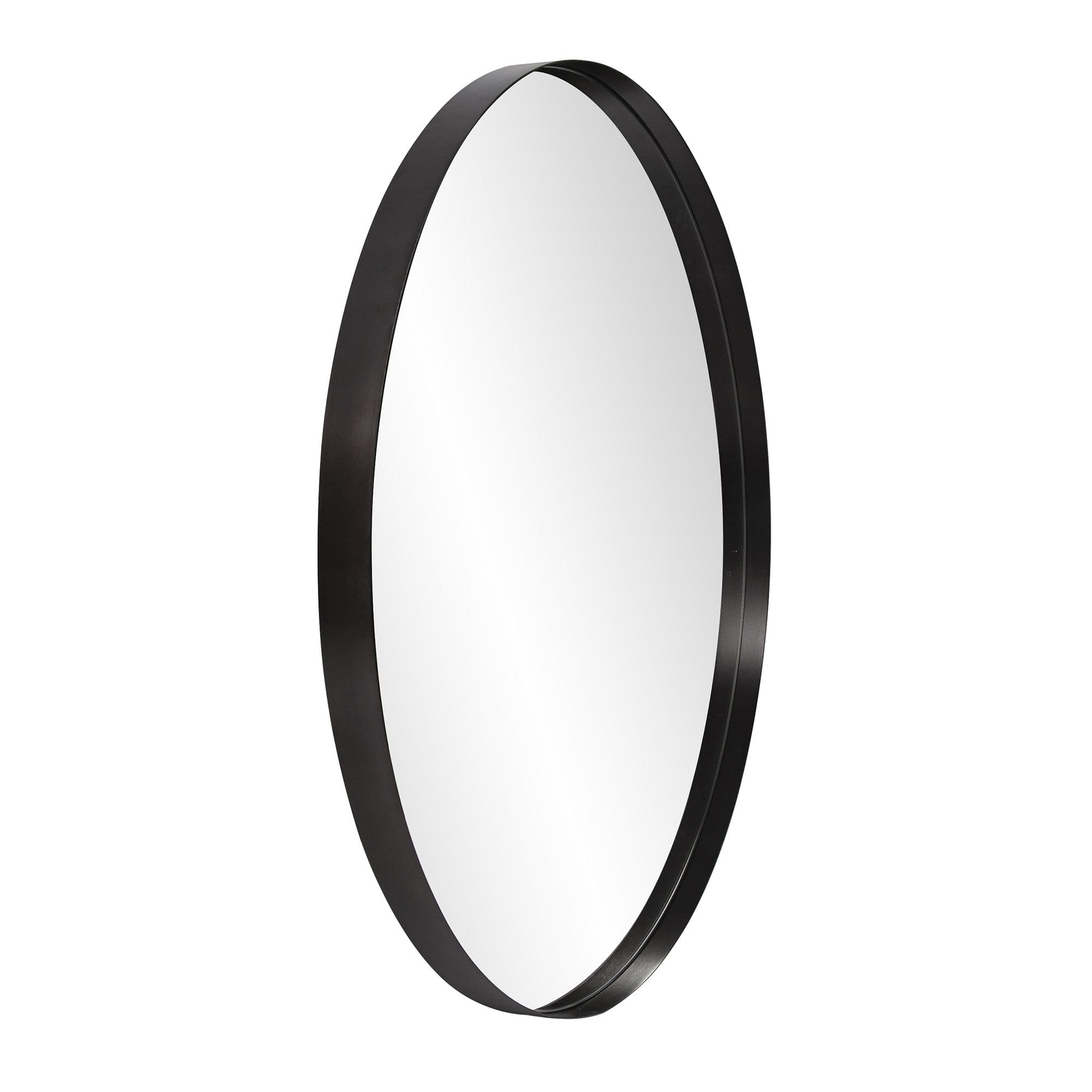 36" Black Round Framed Accent Mirror - Homeroots