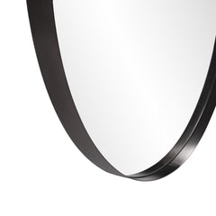 36" Black Round Framed Accent Mirror - Homeroots