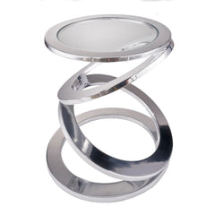 17" Silver Glass Round End Table - Homeroots