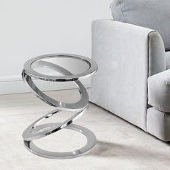 17" Silver Glass Round End Table - Homeroots