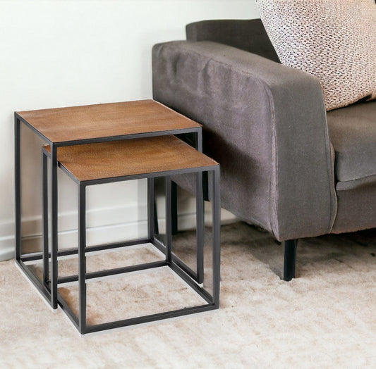 22" Black And Brown Resin End Table