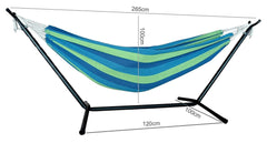 Blue And Green Stripe Two Person Hammock With Stand