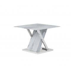 18" Silver And White Solid and Manufactured Wood Square End Table - Homeroots