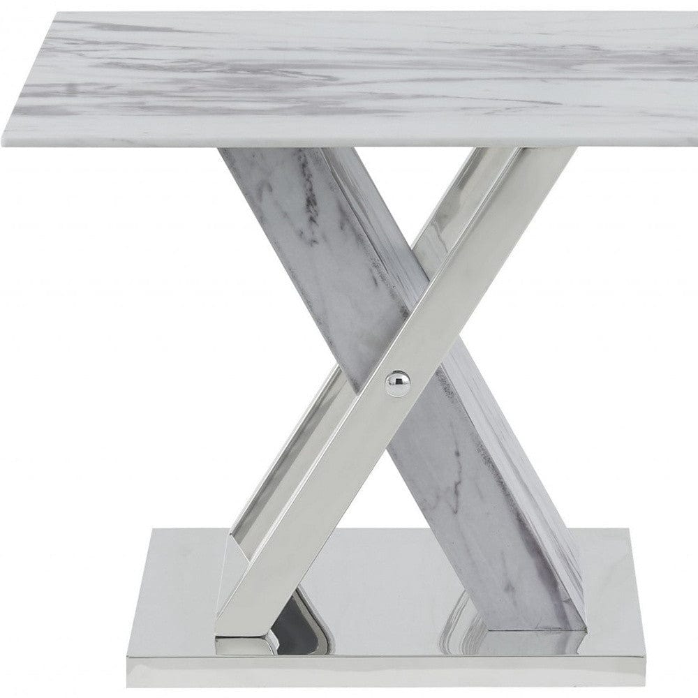 18" Silver And White Solid and Manufactured Wood Square End Table - Homeroots