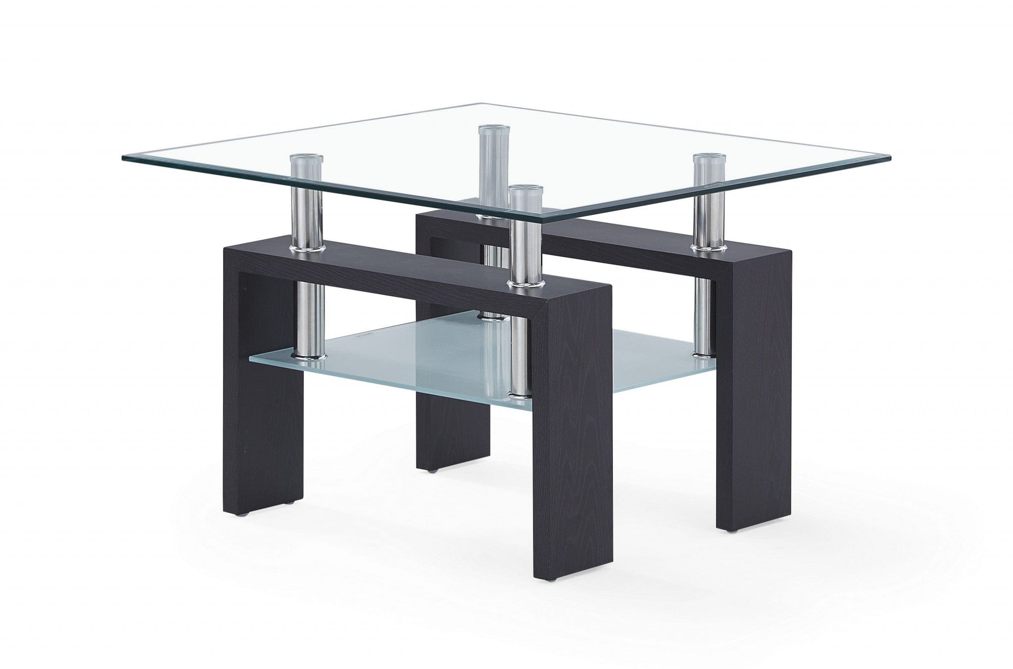 18" Dark Walnut And Clear Glass End Table - Homeroots