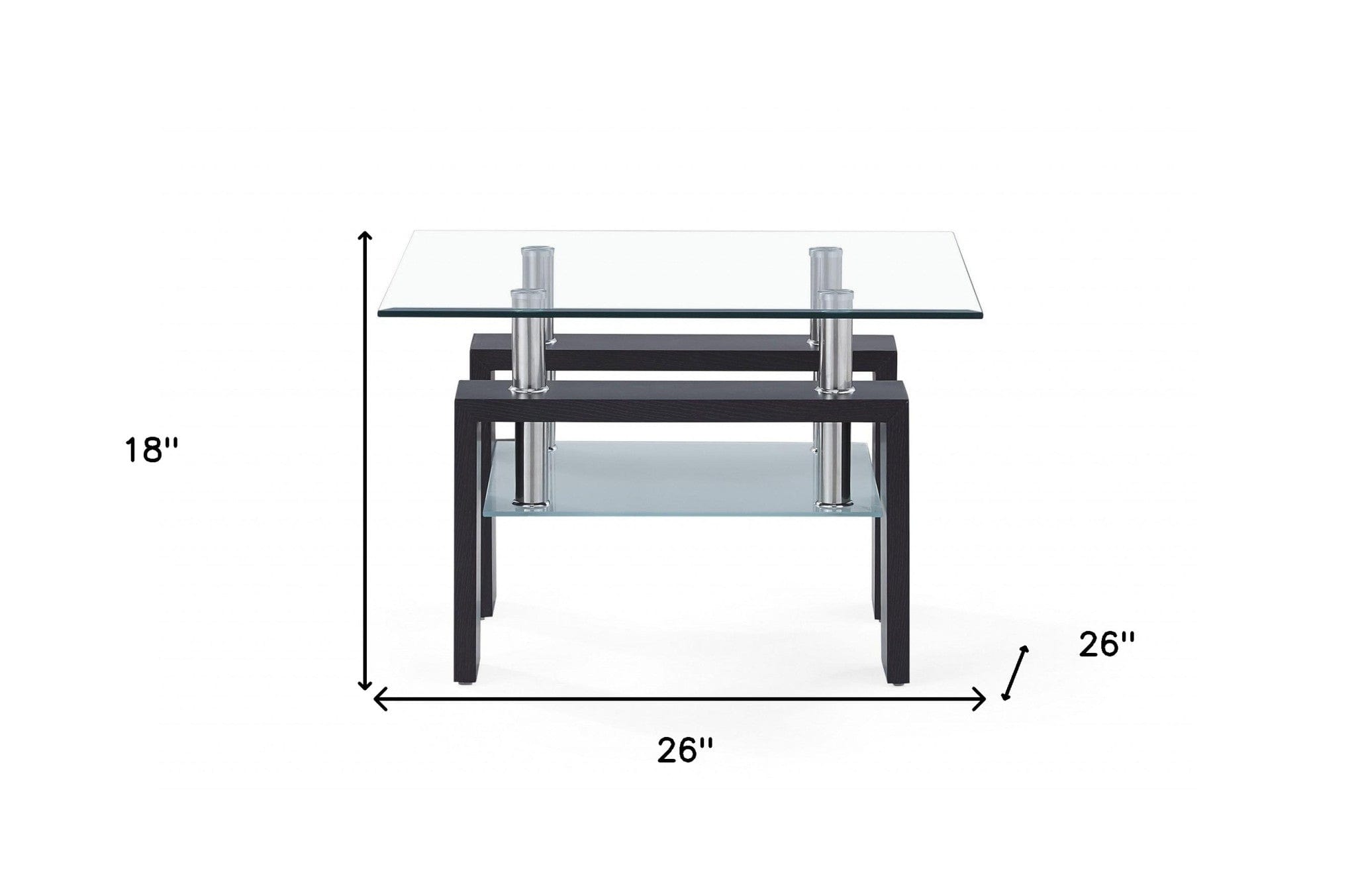 18" Dark Walnut And Clear Glass End Table - Homeroots