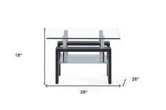 18" Dark Walnut And Clear Glass End Table - Homeroots