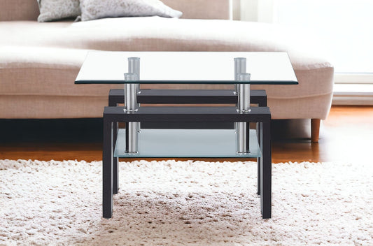 18" Dark Walnut And Clear Glass End Table - Homeroots