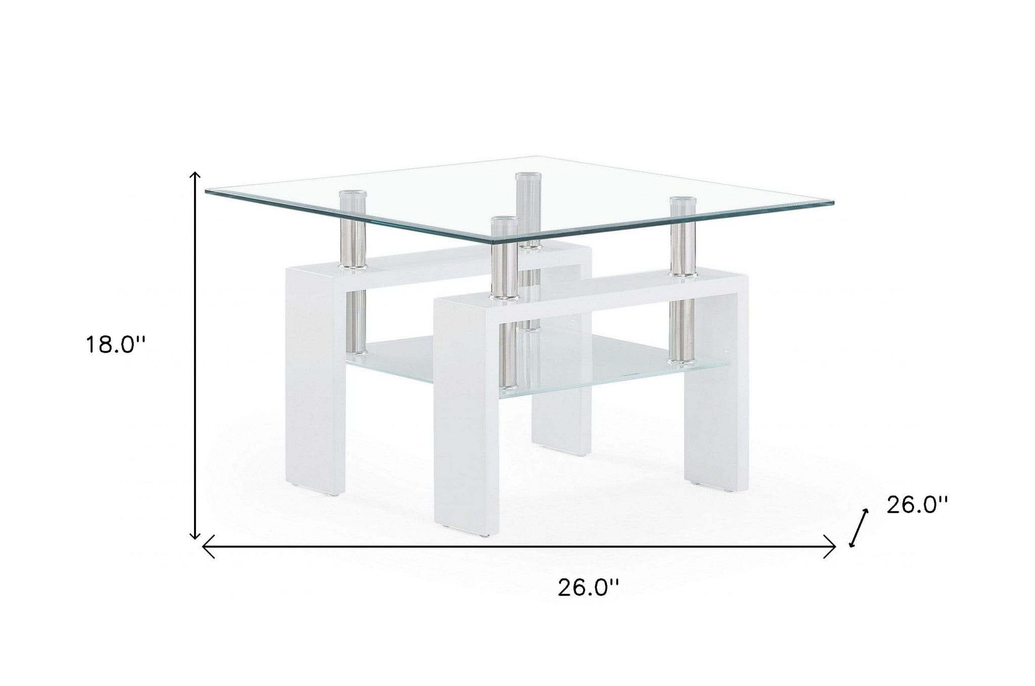 18" White And Clear Glass End Table - Homeroots