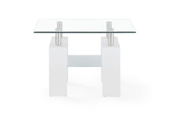 18" White And Clear Glass End Table - Homeroots