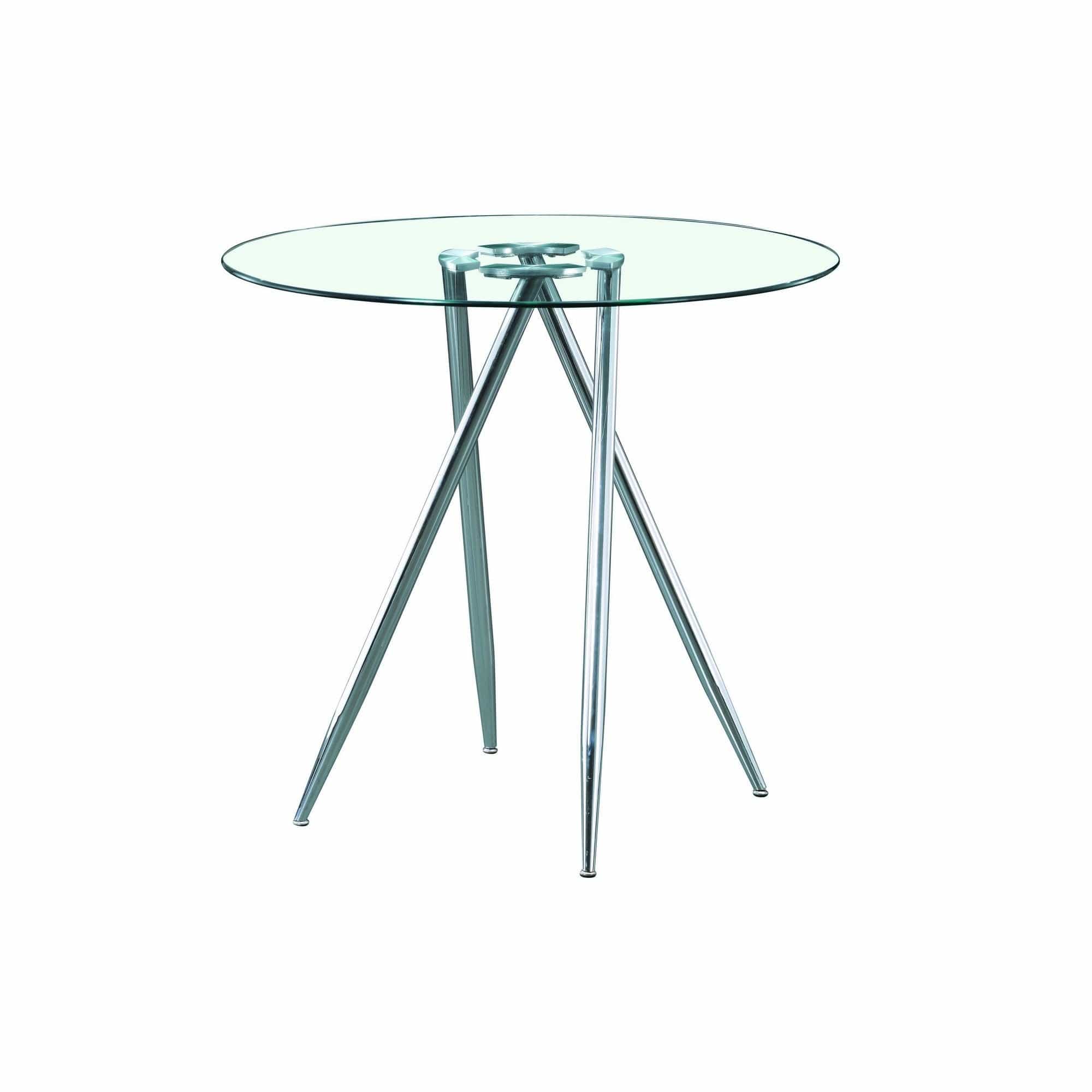 Chrome Metal Legs Bar Table With Round Tempered Glass Top - Homeroots