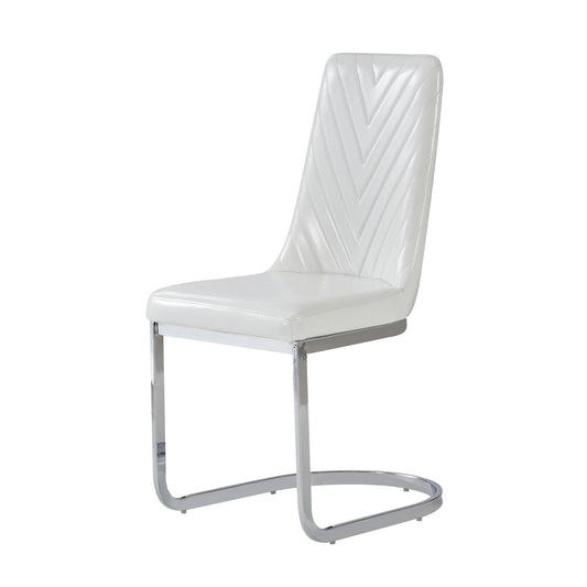 Set Of 2 Modern White Dining Chairs With Horse Shoe Style Metal Base