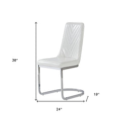 Set Of 2 Modern White Dining Chairs With Horse Shoe Style Metal Base