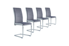 Set Of 4 Two Tone Grey And Chrome Dining Chairs - Homeroots