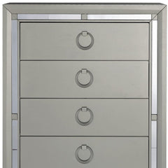 33" Silver Solid Wood Mirrored Five Drawer