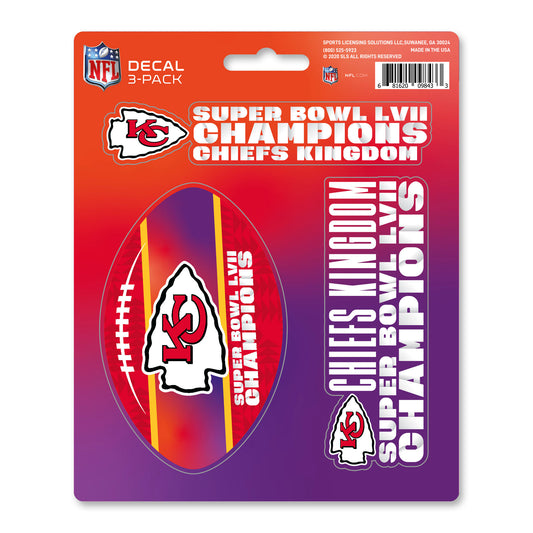 Kansas City Chiefs Super Bowl LVII Decal 3-pk