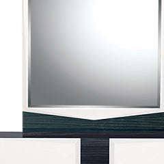 White And Grey Mirror With Rectangular Wood Trim