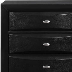 59" Black Solid Wood Mirrored Five Drawer Dresser - Homeroots