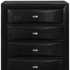 59" Black Solid Wood Mirrored Five Drawer Dresser - Homeroots