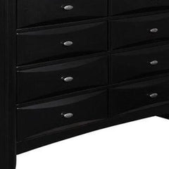 59" Black Solid Wood Eight Drawer Double Dresser - Homeroots