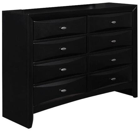 59" Black Solid Wood Eight Drawer Double Dresser - Homeroots