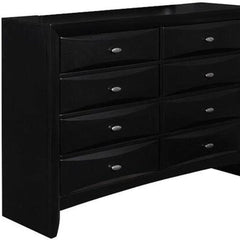 59" Black Solid Wood Eight Drawer Double Dresser - Homeroots