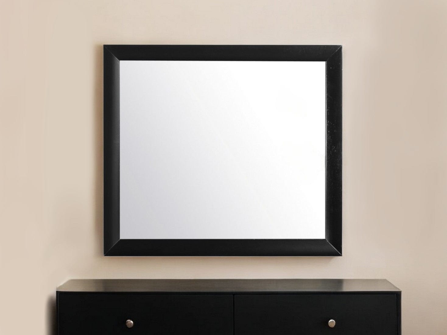 35" Black Wood Framed Accent Mirror