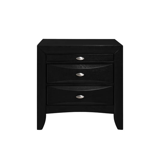 Black Nightstand With 2 Chambered Drawer