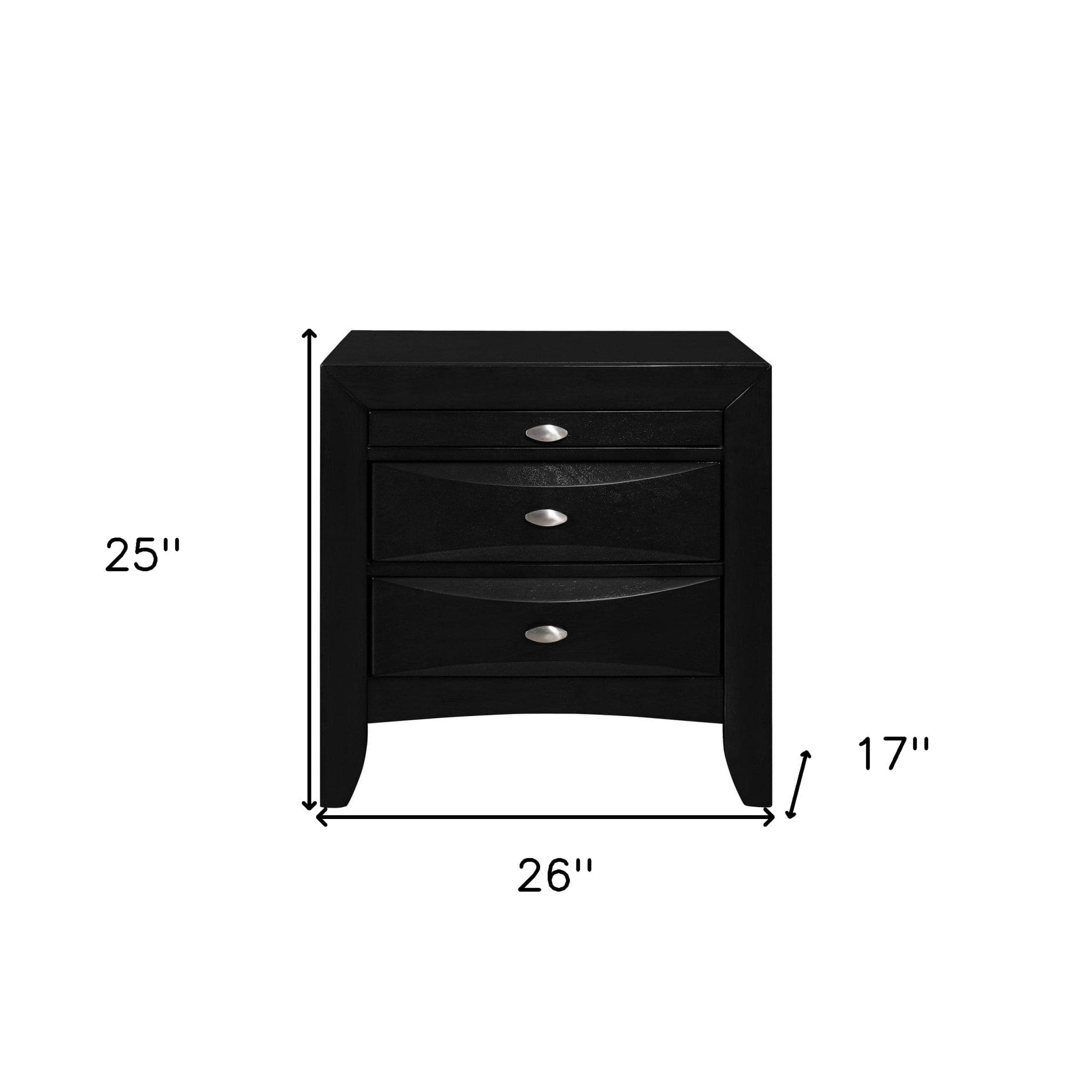 Black Nightstand With 2 Chambered Drawer - Homeroots