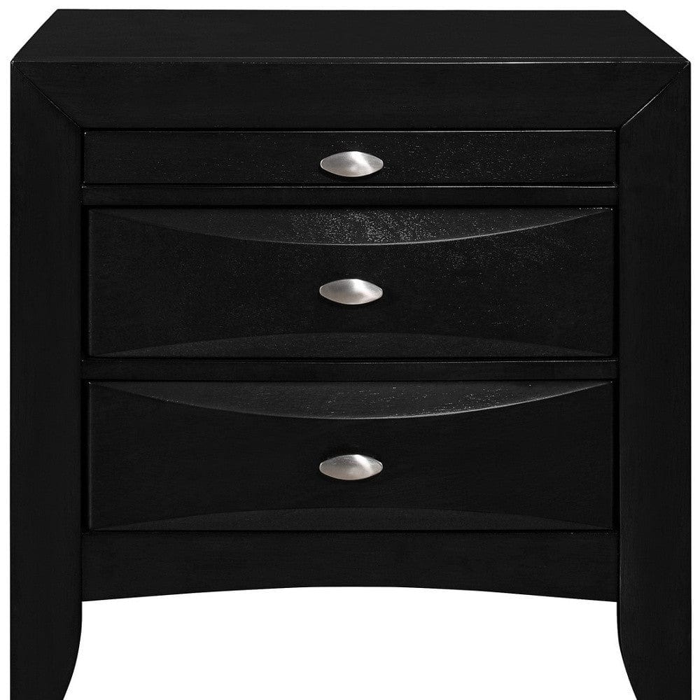 Black Nightstand With 2 Chambered Drawer - Homeroots