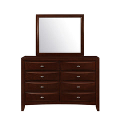 54" Cherry Solid Wood Eight Drawer Double Dresser - Homeroots