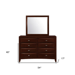 54" Cherry Solid Wood Eight Drawer Double Dresser - Homeroots