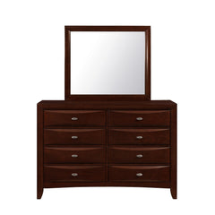 54" Cherry Solid Wood Eight Drawer Double Dresser - Homeroots