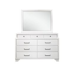 59" White Solid Wood Mirrored Nine Drawer - Homeroots