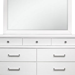 59" White Solid Wood Mirrored Nine Drawer - Homeroots