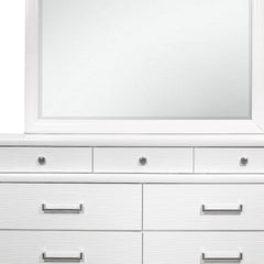 59" White Solid Wood Mirrored Nine Drawer - Homeroots