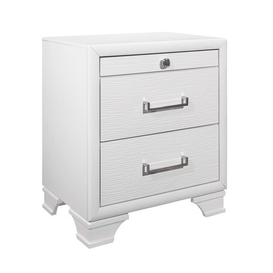 White Nightstand With 3 Drawers