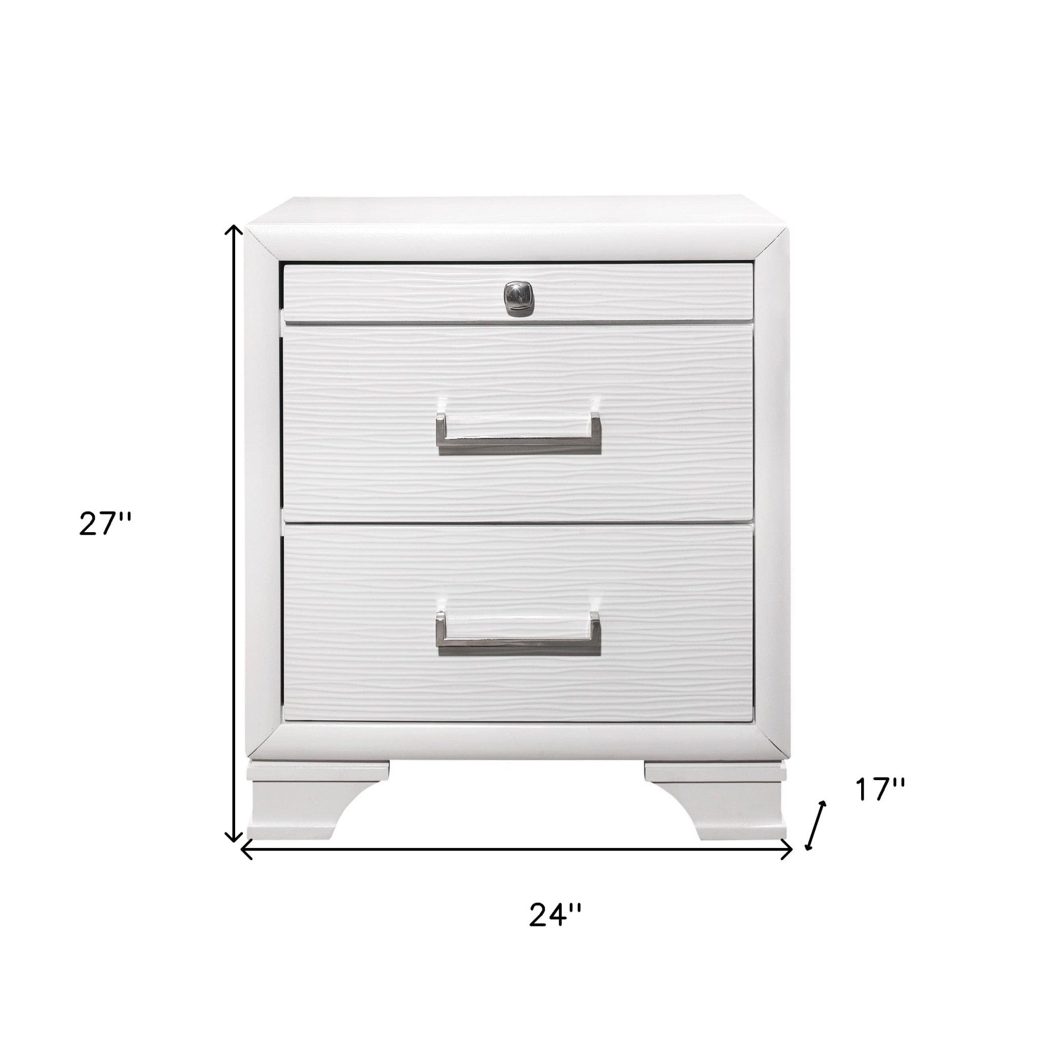 White Nightstand With 3 Drawers