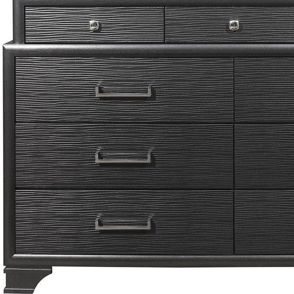 59" Gray Solid Wood Nine Drawer Double Dresser - Homeroots