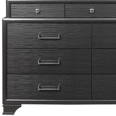 59" Gray Solid Wood Nine Drawer Double Dresser - Homeroots