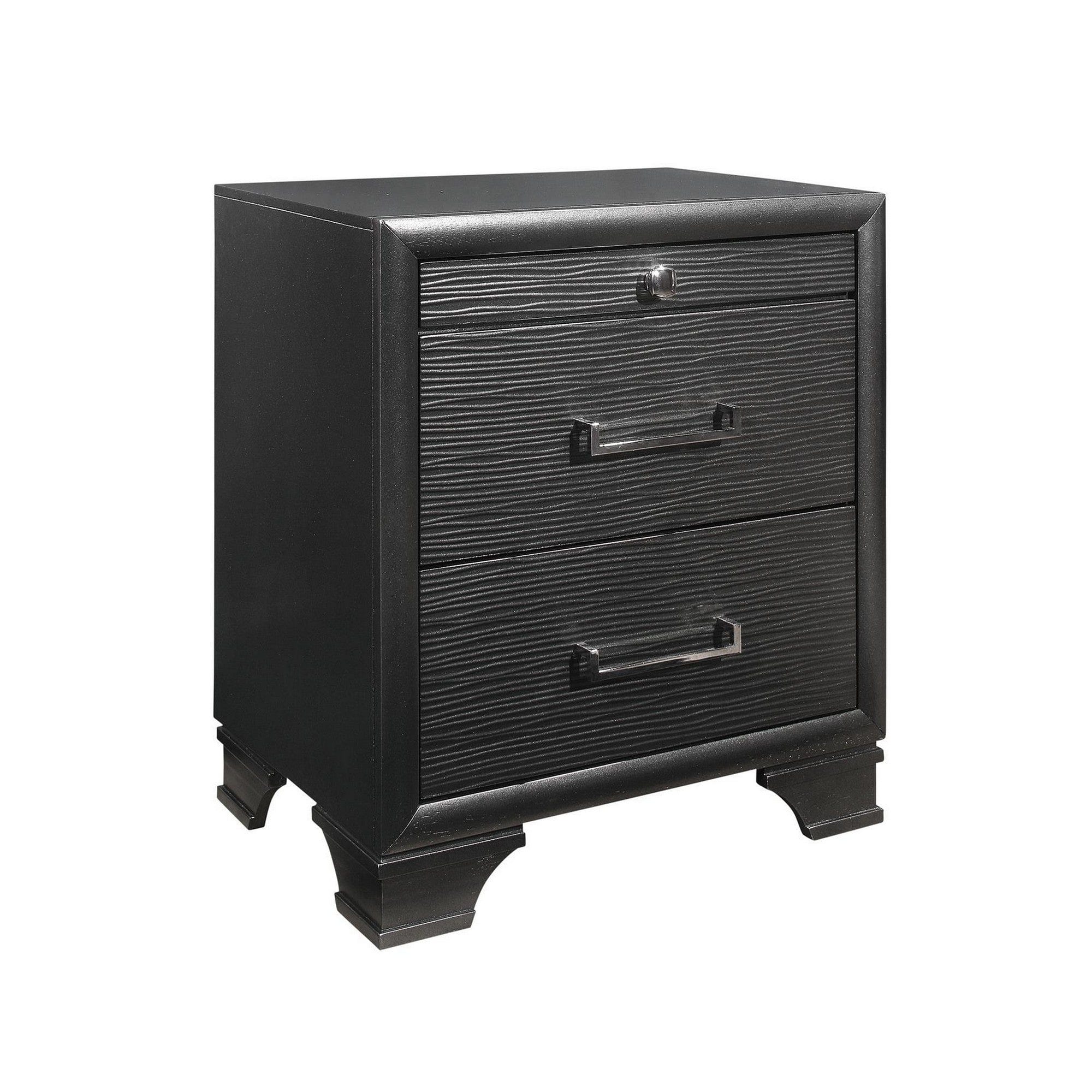 27" Gray Two Drawers Manufactured Wood Nightstand