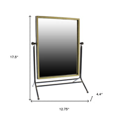 18" Black Framed Makeup Shaving Tabletop Mirror - Homeroots