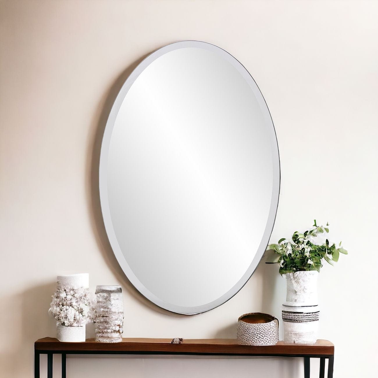 Oval Shaped Frameless Mirror - Homeroots