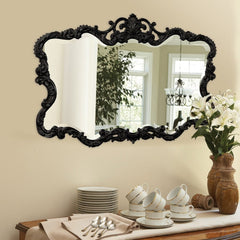 27" Black Ornate Scroll Framed Accent Mirror