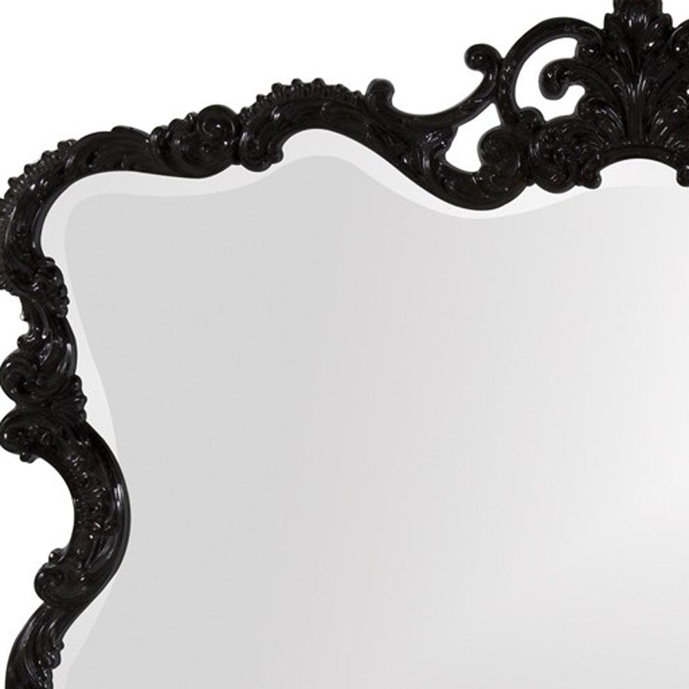 27" Black Ornate Scroll Framed Accent Mirror