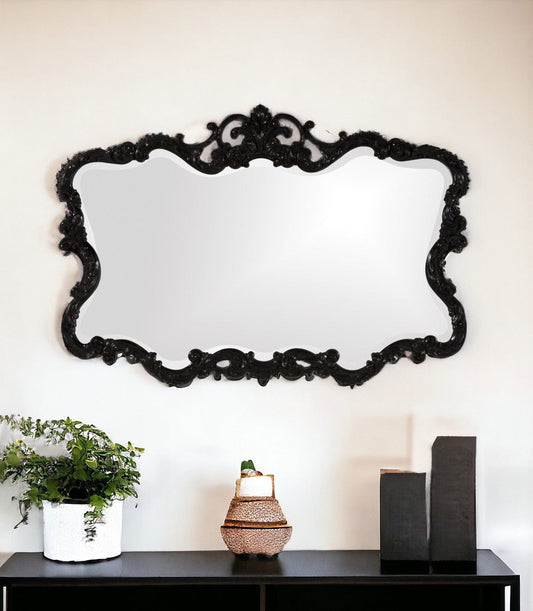 27" Black Ornate Scroll Framed Accent Mirror