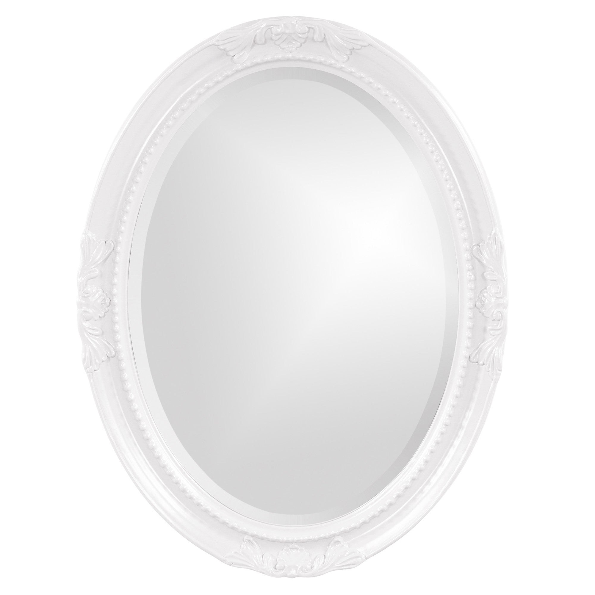 Oval Mirror In A Glossy White Wood Frame - Homeroots