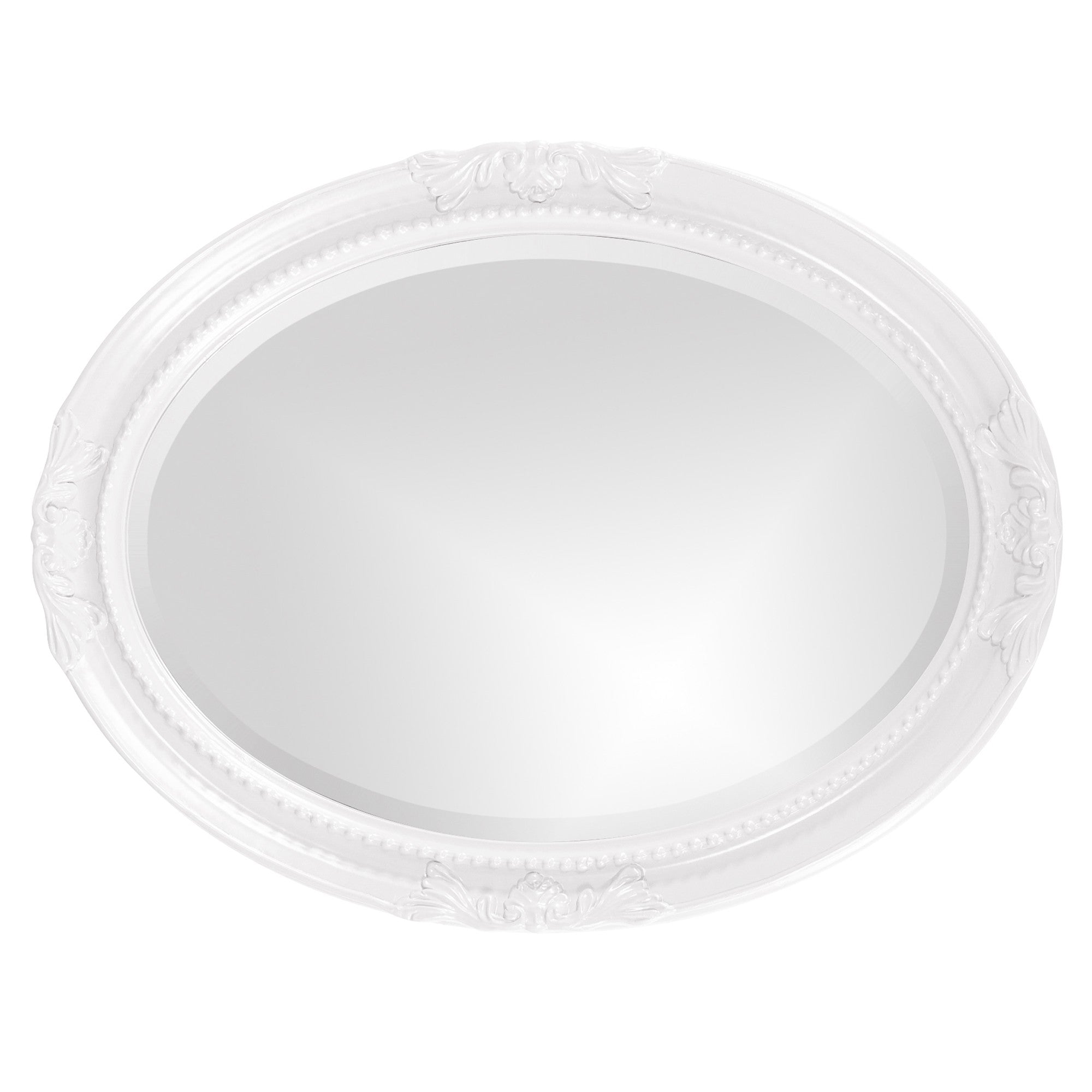 Oval Mirror In A Glossy White Wood Frame - Homeroots